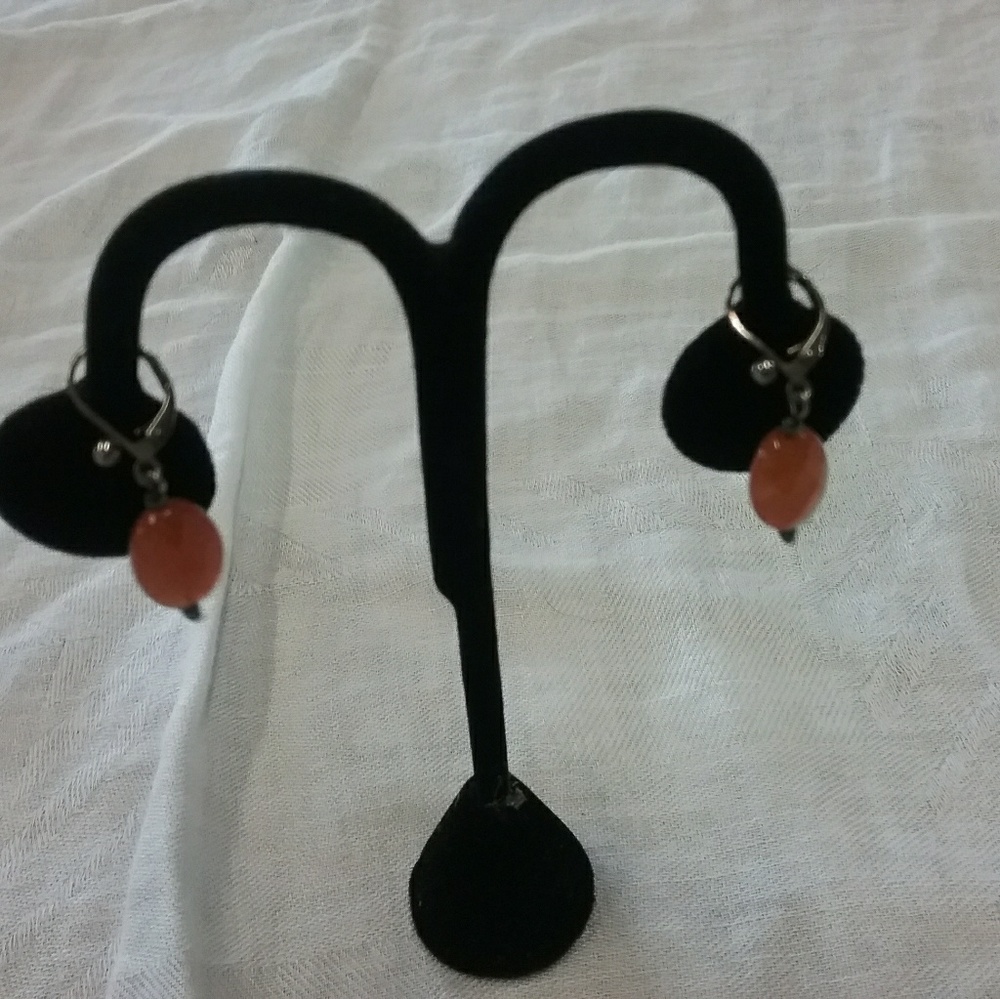 Vintage Sterling silver and Amber pierced earrings